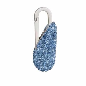 Blue Crystal-Embellished Carabiner Keychain/Zipper Pull New